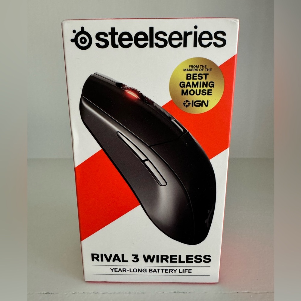 Brand new, in box, never opened. Steelseries rival 3 wireless mouse.